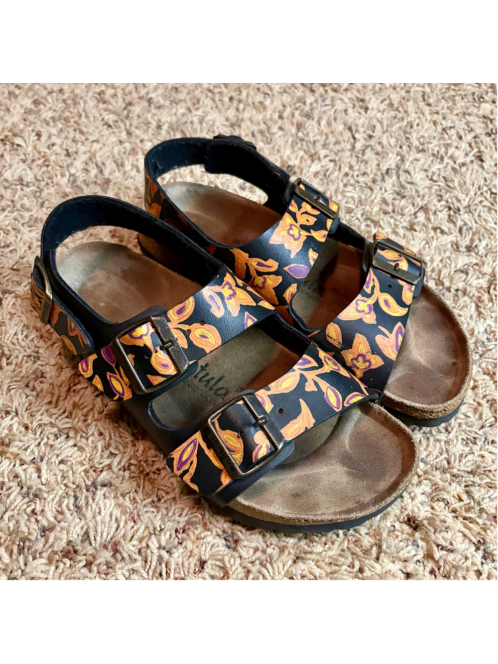 Used Birkenstock Betula sandals with floral print size 39